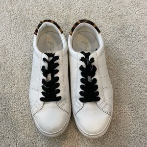 White Leather Saturday Fashion sneakers Leopard calf hair detail